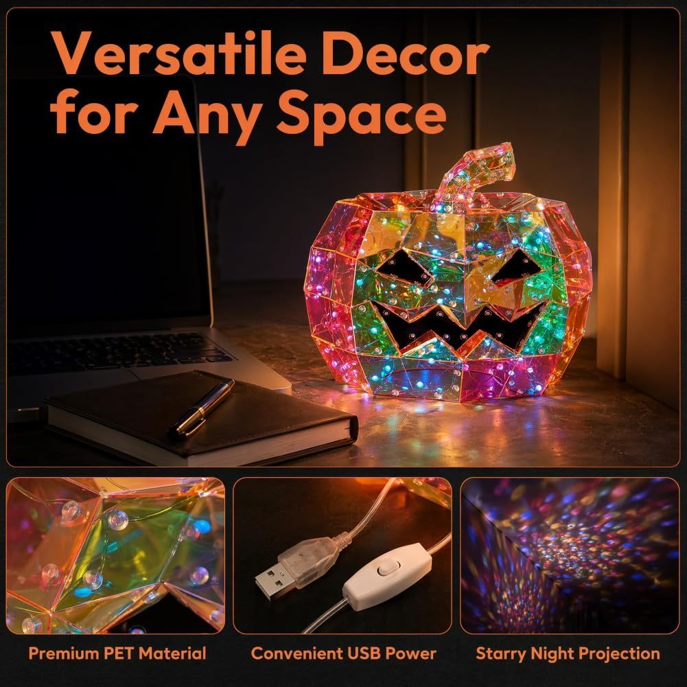 🌈 A Rainbow Pumpkin That Glows — Flip the Switch and Watch the Magic