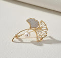 Golden Ginkgo Leaf Brooch: Pearl Accent - Elegant Handmade Pin Gift for Mom