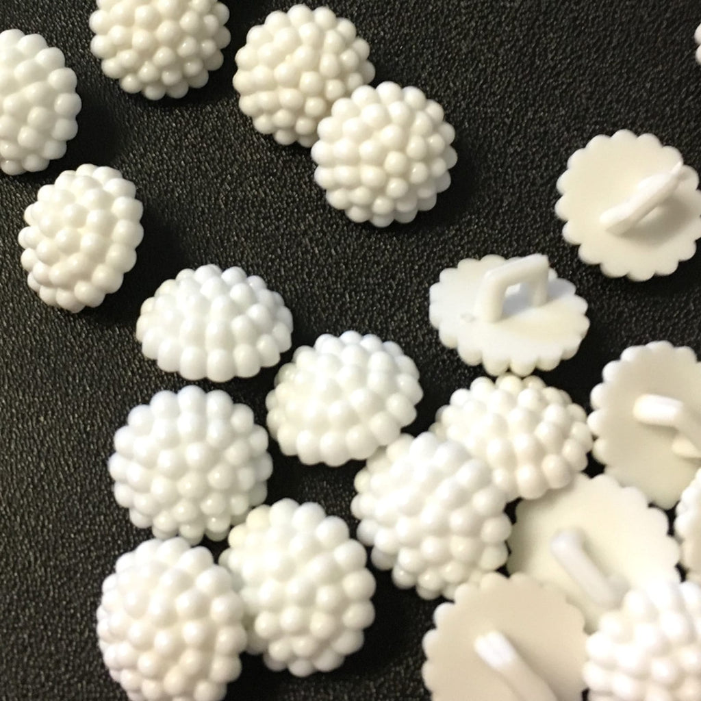 10 White Bobble Buttons: 12mm Vintage Style Shank Buttons