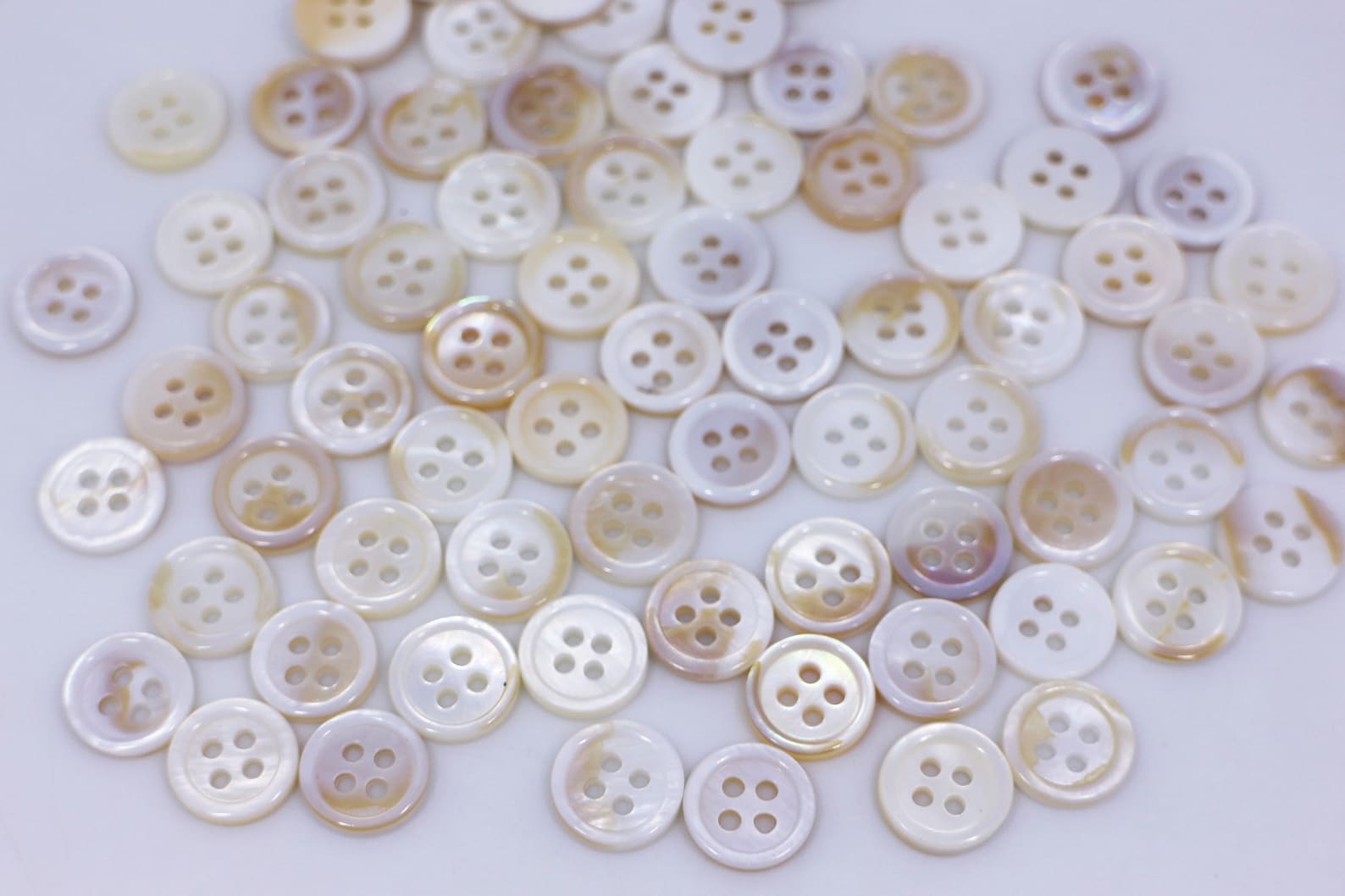 Ivory Shell Button, 10mm, 0.39inch, Natural Seashell, Cream White,Shiny Reflective, 4 Holes, For Wedding Dress Blouse Sewing, Elegant Classy