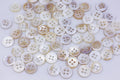 Ivory Shell Button, 10mm, 0.39inch, Natural Seashell, Cream White,Shiny Reflective, 4 Holes, For Wedding Dress Blouse Sewing, Elegant Classy
